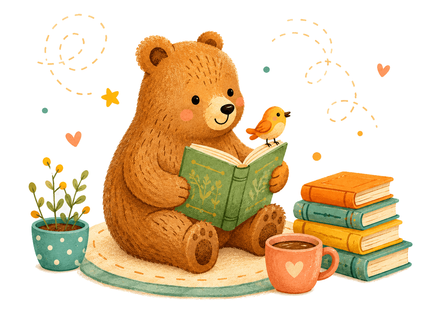 Медведь читает книгу