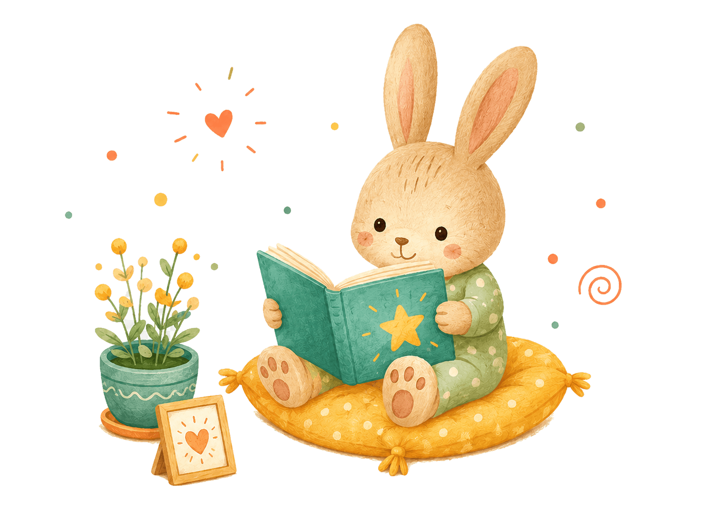 Зайчик читает книгу